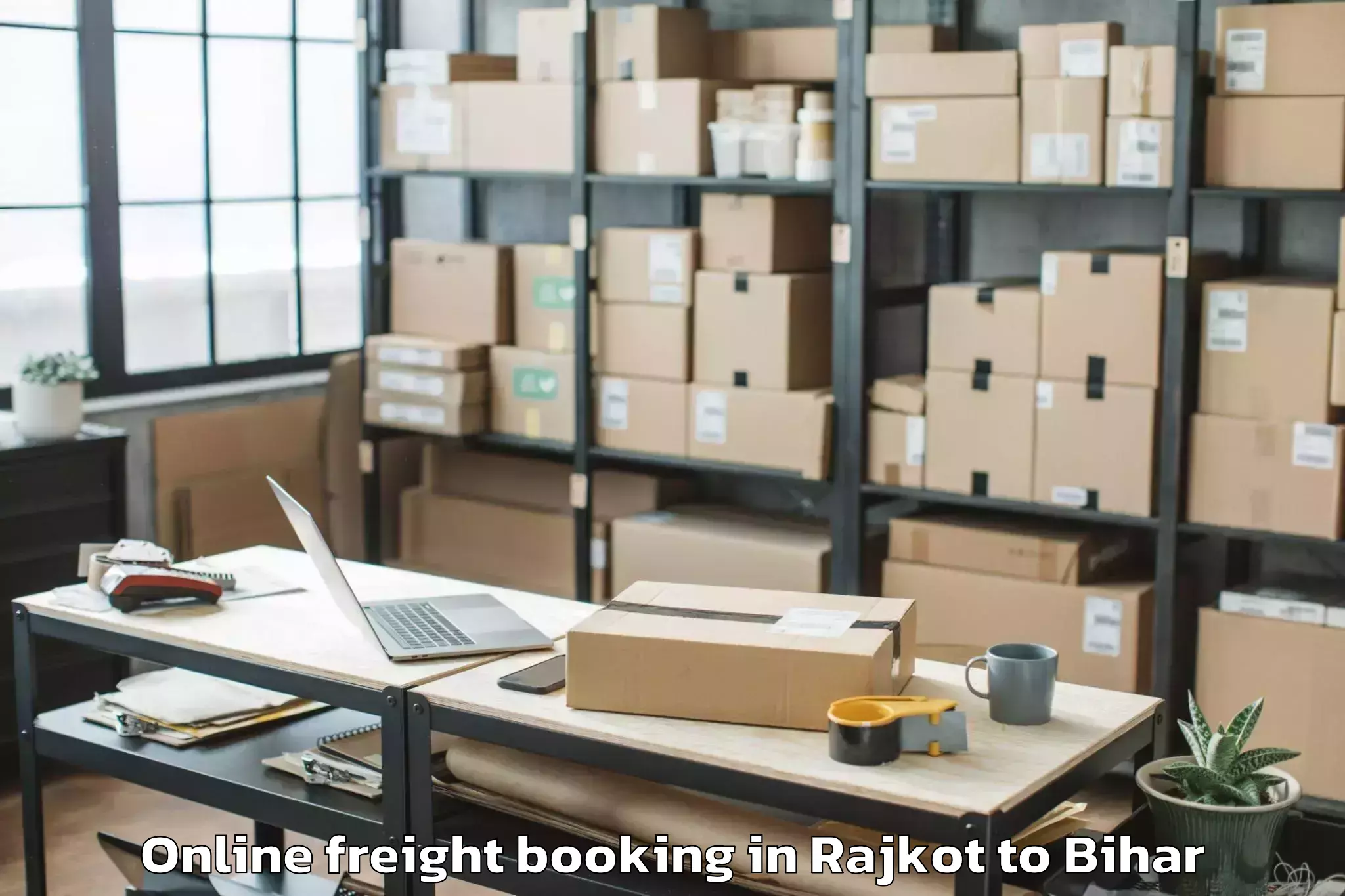 Trusted Rajkot to Akorhi Gola Online Freight Booking